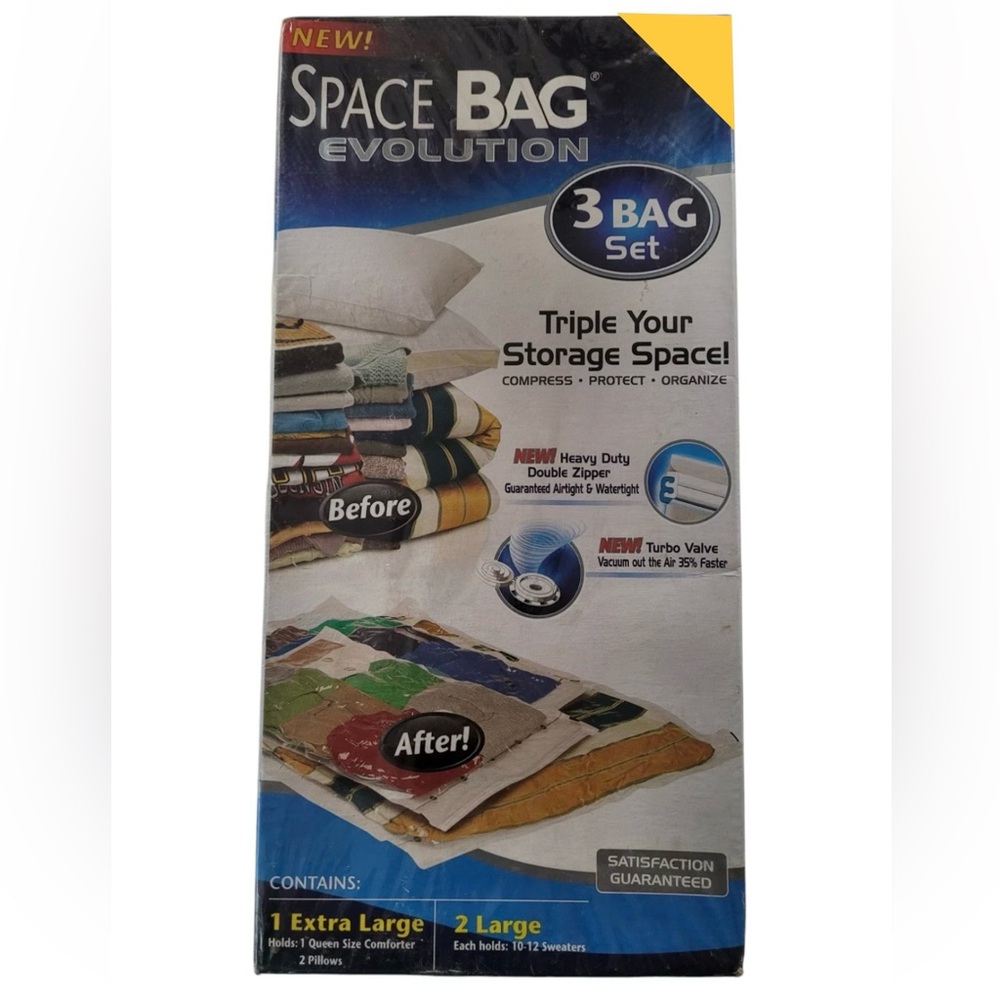 Space Bag Evolution Value Set 1 Extra LG + 2 LARGE INCLUDED / 3 BAG SET Clear